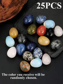 5/10/15/25颗天然减压石，大型抛光矿物蛋形水晶，口袋掌心脉轮蛋形水晶，缓解焦虑冥想平衡精神，复活节装饰（随机） - 彩色 - 查看 11
