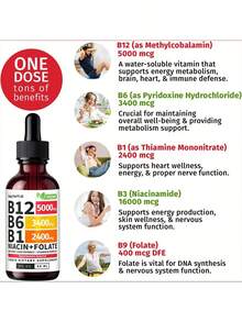 MONTUE Vitamin B12 And B6 Liquid Drops, B12 Sublingual Vitamin B Complex,Weight Loss Products - B 12 Vitamin 5000mcg - B12 Methylcobalamin For Energy, Brain, And Heart Support With 27,200 Mcg, Raspberry, 40 Servings - 1 chai - Xem 5