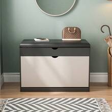 Shoe Cabinet, Shoe Rack Bench With Flip Drawers, Shoe Storage Organizer, 3-Tier Easy-To-Assemble Shoe Rack, Entryway-Specific Shoe Rack, Hidden Storage Rack, Shoe Storage Furniture With Stool, Suitable For Entryway, Cloakroom And Bedroom - 黑色 - 查看 4