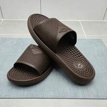 1 Pair Men's Summer Slippers, Flat, Non-Slip, Bathroom, Beach, Home & Casual Slippers With Massage Sole Design - Brown - View 4