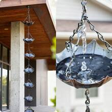 户外装饰雨链，悬挂式花园/露台装饰排水沟系统，适用于家居装饰雨链花瓣，优雅设计，装饰性落水管，适用于花园和露台，可替代传统落水管 - 彩色 - 查看 5