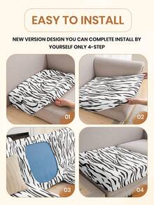 1件装弹性四季沙发坐垫套，防滑沙发套，适用于L型及1/2/3/4人沙发，简约现代风格，柔软亲肤，防宠物抓挠，弹性沙发套，防尘装饰保护套，适用于酒店/客厅/卧室/办公室，斑马纹图案 - 彩色 - 查看 7