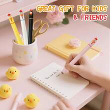 1/4/8/12pcs Funny Chicken Retractable Gel Pens, Cute Novelty Pens With Beak Click, 0.5mm Fine Point Black Ink, Cartoon Writing Pens For Students, Office, School, Gifts - Chicken Gel Pens - View 7