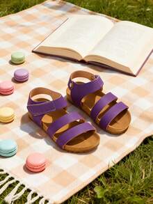 2026春夏儿童防滑软底多带舒适平底凉鞋 - 紫色 - 查看 1
