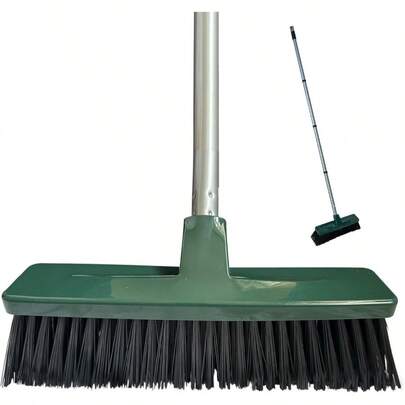 12'' Outdoor Yard Broom With 120cm Stainless Steel Handle Heavy Duty Hard Bristle Garden Brush For Cleaning Driveways Pathways Decking And Yards