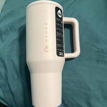 NEW HydroJug Traveler - 32 Oz 40 Oz Water Bottle With Handle & Flip Straw - Fits In Cup Holder, Leak Resistant Tumbler-Reusable Insulated Stainless Steel & Rubber Base - Gifts For Women & Men, - Cream - 查看 11