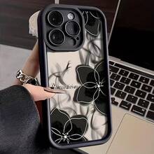 Floral Pattern Phone Case, Anti-Drop Cellphone Protective Case, Total Protective Shockproof Mobile Phone Cover For IPhone 16 15 14 13 12 11 Plus Pro Max - Black - View 7