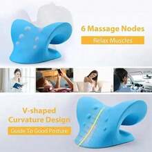 Neck Shoulder Cervical Spine Relaxation Spine Alignment Traction Device Pillow Stretcher Massager Neck Pillow - 藍色 - 查看 9
