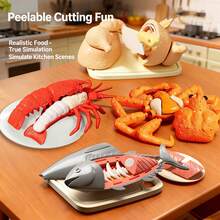 Disassemble & Assemble Lobster/King Crab/Turkey/Fish Model Toys, Helps Kids Identify Food Structure, Crab Legs Make Crisp Sounds For Stress Relief, Suitable For Teens And Children, Simulated Kitchen Toy Set, Educational Food Identification Toy, Can Be Used As Decor For Boys And Girls - Burgundy - View 2