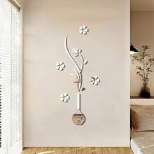 1 Set Acrylic 3D Mirror Flower Vase Wall Sticker - Silver - View 2