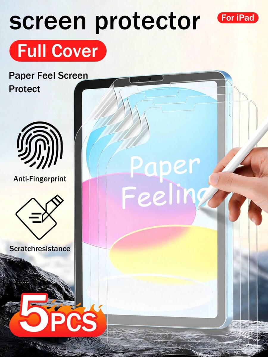 Yezodawee 2024新款纸质触感屏幕保护膜,适用于iPad mini 7/4/5/6、10/11、iPad Pro 11/13,是馈赠亲友的理想之选。哑光质感,防眩光,防水,防震,防刮擦,防指纹,全覆盖屏幕保护,日常、办公、家用皆宜。这款屏幕保护膜防摔防刮,是平板电脑的理想配件。 - 無色 - 查看 1