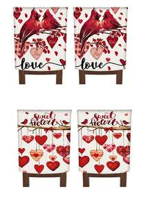 2 piezas/4 piezas Funda para silla del Día de San Valentín, funda para silla con corazón rojo, removible, adecuada para el Día de San Valentín, aniversarios, decoración de mesa de comedor familiar y protección de silla - Multicolor - Ver 14