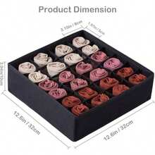 Socks Underwear Drawer Organizer Divider 2 Pack, 24/16 Cell Collapsible Storage Boxes, Closet Organizer For Small Clothing, Reliable Organizers Storage, Must-Have Dorm Essentials For Bedroom Dorm - 黑色 + 24 細胞 - 查看 2