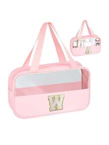 Bolsa de Toucador Transparente de PVC, Bolsa de Maquiagem com Letras, Bolsa de Toucador de Viagem à Prova d'Água, Bolsa de Armazenamento de Maquiagem à Prova d'Água com Zíper com Letras, Bolsa Organizadora de Cosméticos, Bolsa de Viagem Portátil para Cosméticos, Com Alça Prática, Para Acessórios de Toucador de Viagem, Itens Essenciais de Viagem, Itens Essenciais de Cruzeiro, Acessórios de Viagem, Armazenamento de Banheiro, Armazenamento de Joias, Armazenamento de Batom, Armazenamento de Esmalte, Presente de Páscoa, Presente para Dama de Honra, Presente para o Dia das Mães, Presentes para Mulheres - Multicolorido - Visão 27