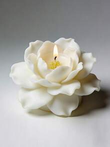 1个白色玫瑰花硅胶蜡烛模具 - 3D花朵设计，适用于DIY蜡烛、树脂浇铸、肥皂和水泥 | 逼真的花朵图案 | 耐用硅胶模具，适用于家居装饰和情人节工艺品、蜡烛制作材料、装饰蜡烛