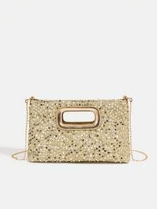 1件装女童新款时尚亮片优雅斜挎包，链条单肩包，手拿包，晚宴包，链条包，零钱包，钱包，适合日常、派对、旅行，理想的礼物 - 手拿晚餐包 - 查看 15