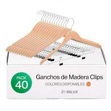 CYPN40 Ganchos De Madera para Ropa - con Barra Antideslizante Y Gancho Giratorio 360° - Perchas Ultra Resistentes para Pantalones Trajes Faldas Y Abrigos - Color CaobaFashion - 222561018 - Ver 1