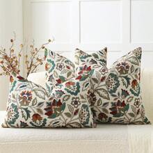 1pc Beige Floral Jacquard Chenille Pillowcase (Pillow Insert Not Included), Colorful Petal Pattern Home Decor Cushion Cover For Bedroom, Balcony, Living Room, Dining Room, Showroom - Beige Twining Flowers - View 1