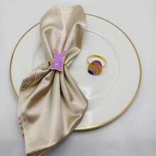 6个/12个装欧美风合金彩虹渐变心形餐巾环，油滴心形圆形餐巾环，现货供应 - 兔子和蛋 - 查看 4