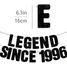 一套“传奇始于1996年”黑色闪光横幅，30岁生日装饰，男女通用，趣味30岁生日装饰标牌礼物，30岁生日装饰，男女通用，30周年纪念派对装饰 - 彩色 - 查看 2