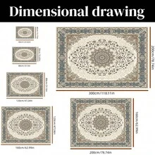 1pc Vintage Style Floral Mandala Pattern Carpet. Velvet Fabric, Approx. 850g, 0.6cm Thick. Wear-Resistant, Anti-Slip, Easy To Clean. Available In Multiple Sizes. Suitable For Kitchen, Living Room, Dining Room, Bedroom, Balcony, Bathroom, Study And Other Scenarios. An Ideal Choice For Home Decor. - Multicolor - View 4