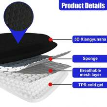 Gel Car Seat Cushion, Non-Slip & Breathable Automotive Chair Protector Pad, Comfortable Cooling Car Interior Seat Mat Accessories Universal For Sedans, SUV, Truck (Black) - Nhiều màu - Xem 3
