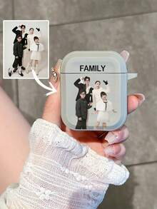 1pc Customizable Name, Star Name, Couple Name, Family Photo Customized, Gray Matte Shock-Proof Earphone Protective Case, Compatible With Airpods 2/3/4, Pro 1/2/3, Minimalist High-End Daily Use, Suitable As Gift For Yourself, Girlfriend, Boyfriend - Grey - View 4