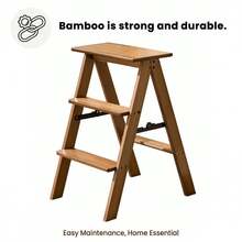 Piorlado Foldable Library Ladder Chair Step Ladders Step Chair Dual Purpose Display Stand Flower Stand For Indoor Household Spaces - Woodgrain - View 10