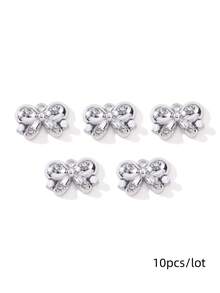 10/20pcs Mixed Cute Pearl Bow, Moon, Cross Zinc Alloy Pendant Beads For DIY Jewelry Making Necklace, Earrings - White - View 4