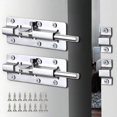 2pcs Extra Large Hasp Latch Lock, 5 Inch, Thickened, Stainless Steel, Suitable For Doors, Bedrooms, Wardrobes, Cabinets, Windows