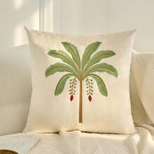 1pc Velvet Embroidered Throw Pillow Cover, Geometric Pattern, Traditional Style, Suitable For Daily Use And All Seasons, Fashionable, Warm, Fit For Sofa And Bedroom Decor - Silver - View 2