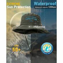 impermeables para mujeres y hombres UPF 50 Floppy Cowboy Rain Hat Boonie con ala plegable para senderismo, pesca, playa - VerdemilitarTallanic - Ver 3