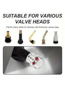 2pcs/Pack Skull Shaped Copper Alloy Tire Valve Caps Set, Corrosion Resistant, Universal Valve Stem Covers For Cars, Trucks, Motorcycles, SUVs And Bicycles - Multicolor - View 4