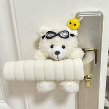 柔软防撞防静电小熊造型门把手套，可爱小熊设计，适用于卧室和公寓门，材质柔软，安装简便（无需配件） - 彩色 - 查看 2