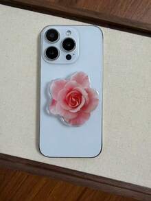 Pink Flower Phone Grip Stand, Rose & Lily Flower Air Cushion Foldable Expandable Desktop Phone Holder, Essential Phone Accessory - Multicolor - View 7