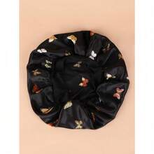 Butterfly Pattern Hair Bonnet Silk Bonnet Satin Bonnet - màu đen - Xem 4