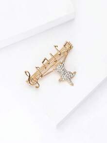 Luxury Rhinestone Music Note Cat Brooches - Animal Pins For Women Unisex Casual Party Jewelry Accessories / Friends Gifts Badges Decoration - Cat - View 5