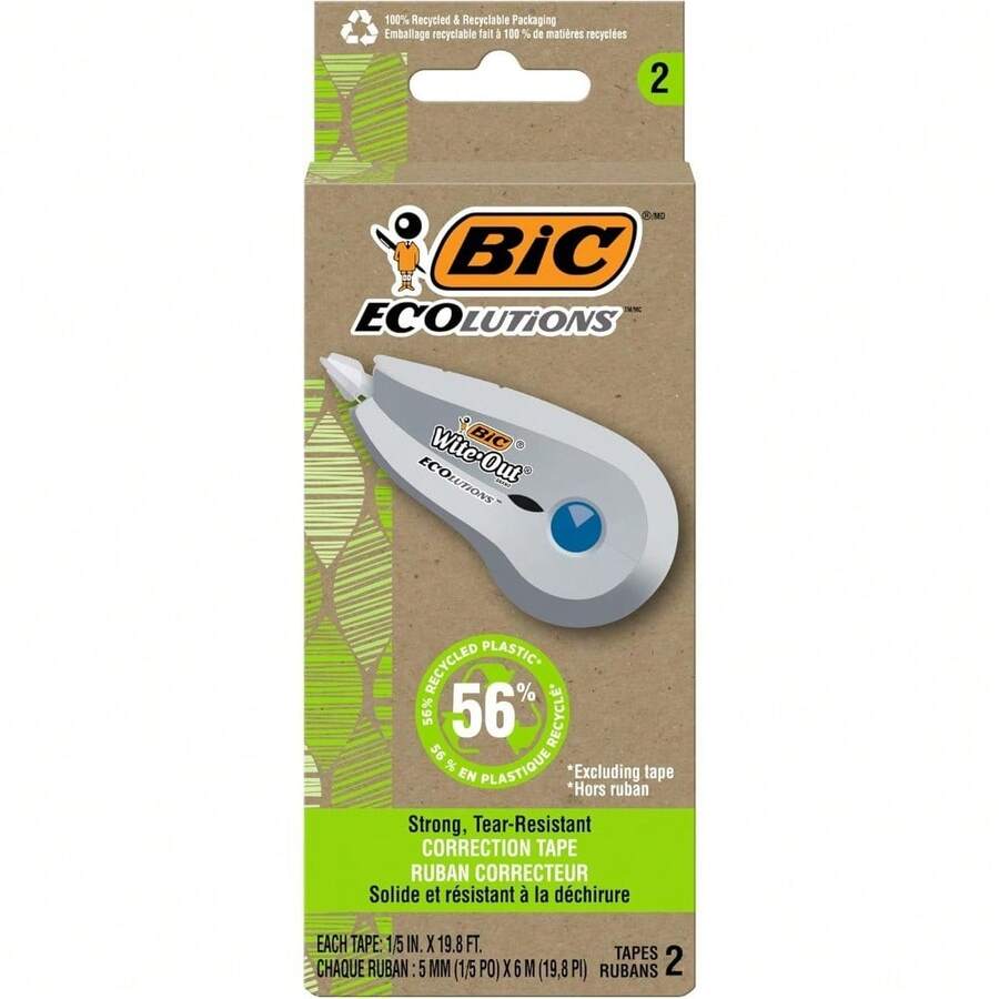 2-Pack Correction Tape 19.8 Feet  Plastic Whiteout Correction Tape - 1 - View 1
