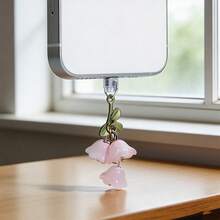 Fashionable & Elegant Floral Dust Plug, Lily Of The Valley Pendant Design, Suitable For Lightning/Type-C/Android, Charging Port Dust Plug To Protect And Beautify Your Smartphone/Tablet/Bluetooth Earphones Gifts For Mother, Family, Friends, Kids, Birthday, Holiday Phone Accessories Phone Charm - Multicolor - View 3