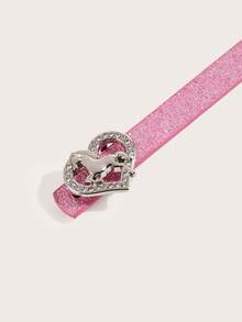 1pc Women's Pink Waist Belt, Y2K Accessories, Y2K Belt BOHO Streetwear Punk Silver Heart Buckle Shiny Pink Skinny Belt, Matching Skirts And Pants, Party, Holiday Gift, Birthday Gift, Valentine's Day Gift