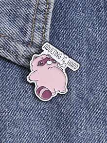 1pc Pink Flat Raccoon Enamel Needle Cute Cartoon Animal Brooch Clothes Backpack Jewelry Gift For Friends - Multicolor - View 1