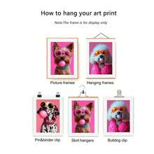 3pcs Dog Colorful Bubble Gum Fashion Glasses Poster Prints, Samoyed, French Bulldog, Corgi Canvas Wall Art, Home Decor - Multicolor - View 9
