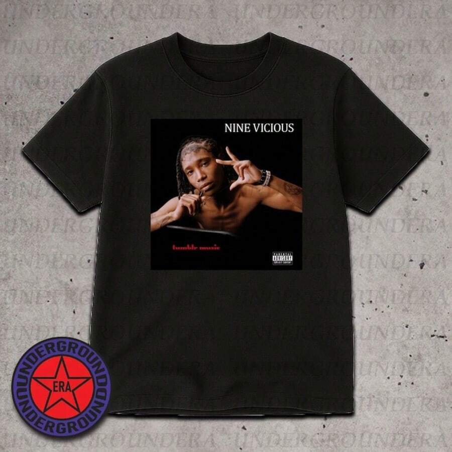 Nine Vicious Tumblr Music T-Shirt Tee _ Nine Vicious Merch - 黑色 - 查看 1