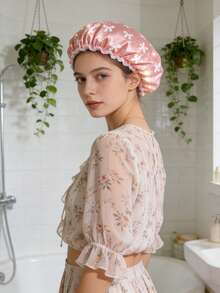 2pcs Reusable Waterproof Shower Cap, Sleep Cap, Bath Cap, Hair Protection Cover, Elastic Hair Band, Sleep Hat, Valentine's Gift, Home Beauty Daily, Travel Accessory, Spring Festival, Waterproof Head Cover - Multicolor - View 6