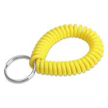 Bobina de mueca en espiral de 5 de dimetro con llavero de acero, pulsera flexible, se estira hasta 30, color morado, 1 paquete 410651 - Amarillo - Ver 2