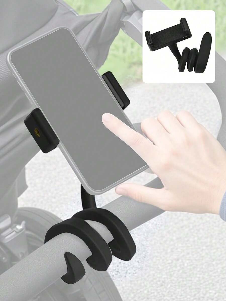 1 suport mobil pivotant pentru telefon pentru conexiune pliabilă pentru bebeluși pentru cărucior pentru bebeluși, potrivit pentru aparatul foto SLR pentru smartphone și suport pentru telefon pentru cameră CCTV-negru - Negru - Vizualizare 1