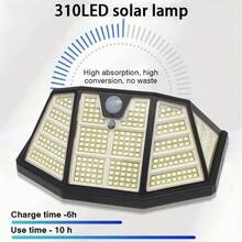 310 LED Solar Powered Outdoor Light, Smart Motion Sensor, 5-Side Illumination, IP65 Waterproof, Easy Installation, Suitable For Garage, Commercial Street, Yard, Balcony. - Built-In Lithium Battery, Solar Charging, LED Lighting, Ideal For Christmas - White Light - View 7