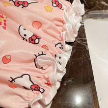 1pc Hello Kitty Cute Shower Cap, Kawaii Cartoon Print Waterproof Shower Cap With Ruffle Design, Adorable Hair Care Accessory, Suitable For Women - Perfect Christmas/Birthday Gift For Girls And Sanrio Fans - Multicolor - View 8