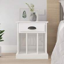 vidaXL Table de chevet blanc brillant 43x36x50 cm - Noir - Voir 2