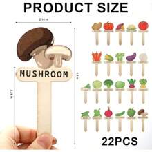 22Pcs Wooden T Type Plant Labels 22 Styles Funny Cartoon Garden Markers With Names For Vegetables Fruits Indoor Outdoor Plants Gardening - 如圖 - 查看 3